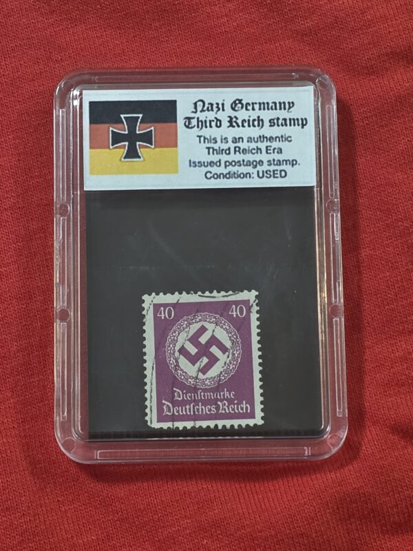 WW2 Nazi German Third Reich NSDAP Government Official Swastika Stamp w Slab case 40 Pfennig