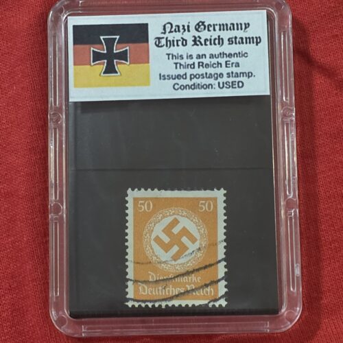 20261003_142318 WW2 Nazi German Third Reich NSDAP Government Official Swastika Stamp w Slab case 50 Pfennig