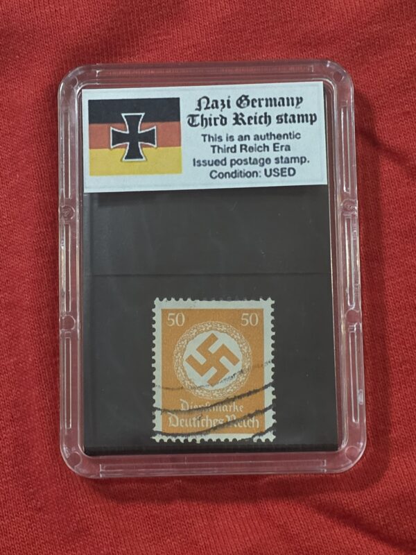 20261003_142318 WW2 Nazi German Third Reich NSDAP Government Official Swastika Stamp w Slab case 50 Pfennig