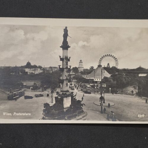 WW2 1942 Vienna Ferris Wheel Praterstern Postcard Wien w Adolf Hitler Stamp 1942
