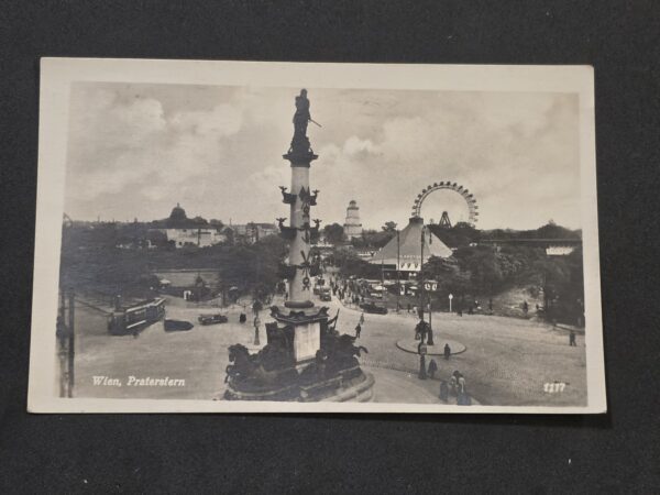 WW2 1942 Vienna Ferris Wheel Praterstern Postcard Wien w Adolf Hitler Stamp 1942