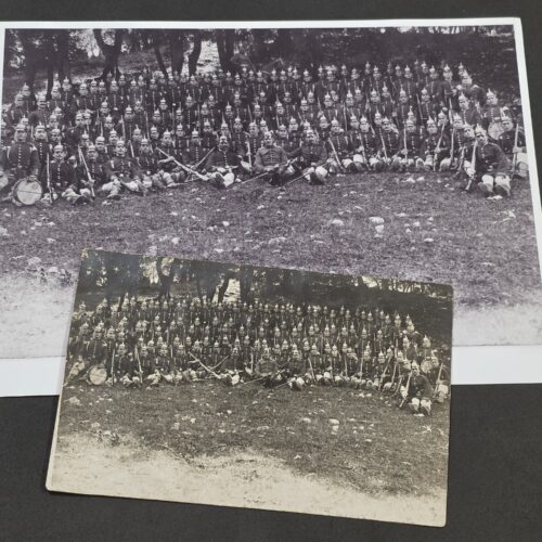 WWI Imperial German Army Soldiers w Pickelhaube Spike Helmets Rifles Group Photo Postcard