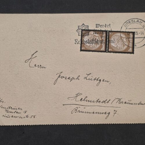 1935 Third Reich Nazi German Cover Breslau Hindenburg Pr RLB Reichsluftschutz Swastika Cancel