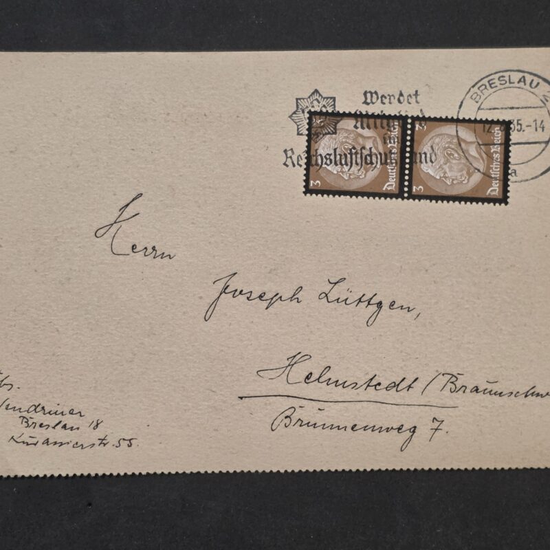 20261006_144056 1935 Third Reich Nazi German Cover Breslau Hindenburg Pr RLB Reichsluftschutz Swastika Cancel