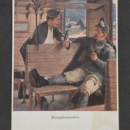 WWI Imperial German Red Cross Soldiers Comrades Bavarian Military Postcard 1914