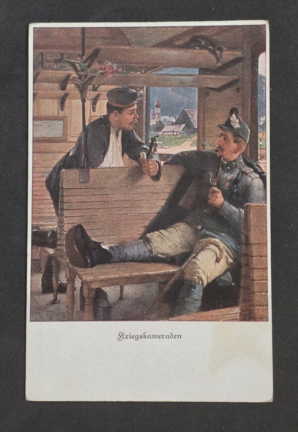 WWI Imperial German Red Cross Soldiers Comrades Bavarian Military Postcard 1914