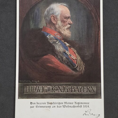 WWI German 1914 King Ludwig III Bavaria Christmas in France Feldpost Military Postcard