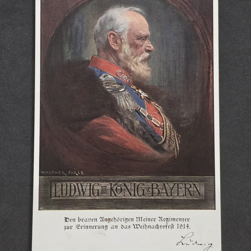 WWI German 1914 King Ludwig III Bavaria Christmas in France Feldpost Military Postcard