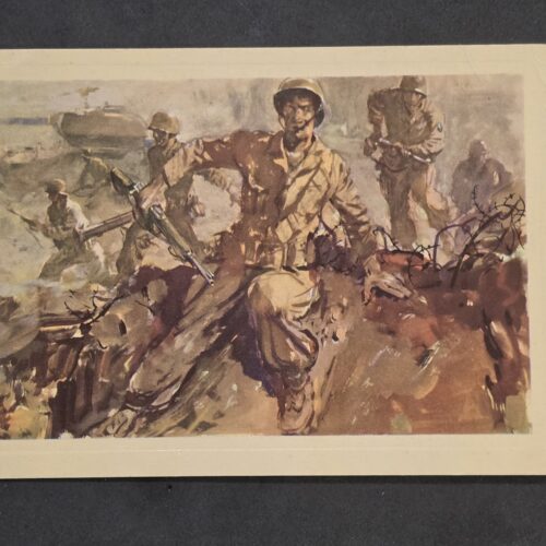 20261006_145042 WWII US Army Combat Postcard American Soldiers Thompson Machine Gun Tank Battle