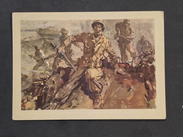 20261006_145042 WWII US Army Combat Postcard American Soldiers Thompson Machine Gun Tank Battle