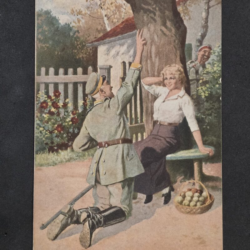 WWI German 1917 Bavarian Soldier Humor Sweetheart Postcard Die Attacke Feldpost