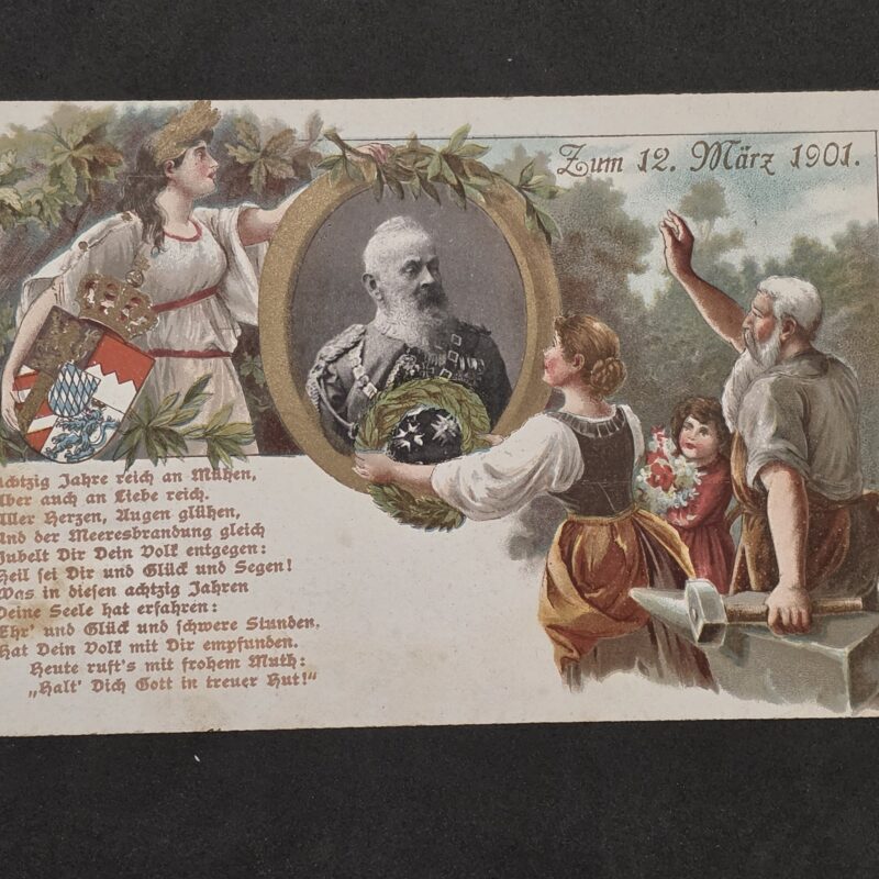 20261006_145648 1901 Prince Regent Luitpold Bavaria 80th Birthday Patriotic German Military Postcard