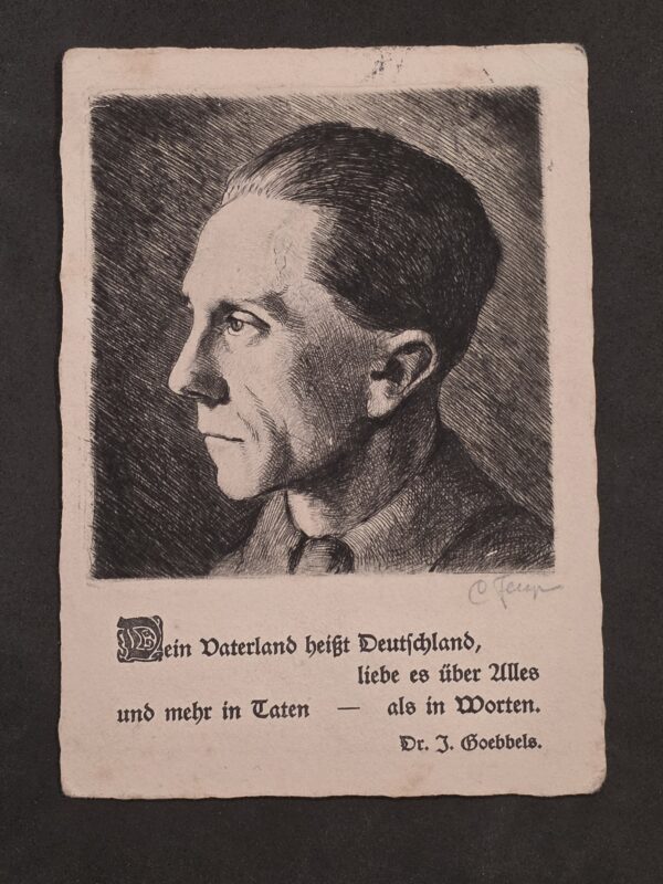 20261006_145939 RARE! Nazi German NSDAP Third Reich Joseph Goebbels Etching Postcard Hand-Pulled Print 1935