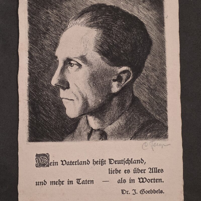 20261006_145939 RARE! Nazi German NSDAP Third Reich Joseph Goebbels Etching Postcard Hand-Pulled Print 1935