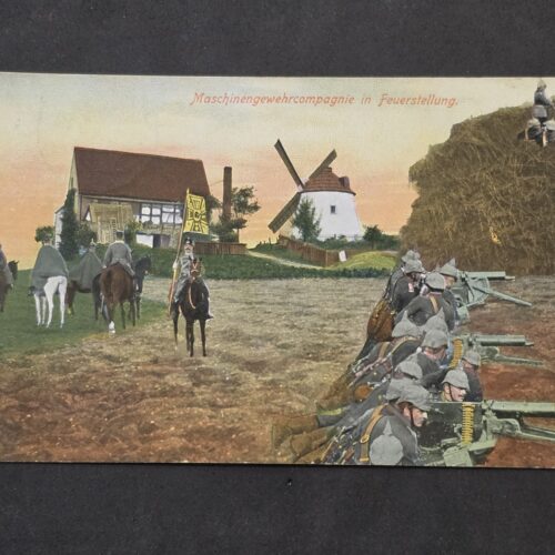 WWI 1914 German Soldier Feldpost Machine Gun MG Company Firing Position Postcard