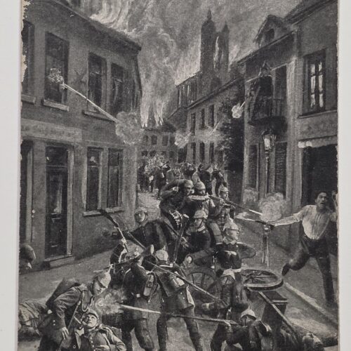 20261006_150431 WWI 1914 Imperial German Feldpost Postcard Street Fighting Battle Leuven Belgium