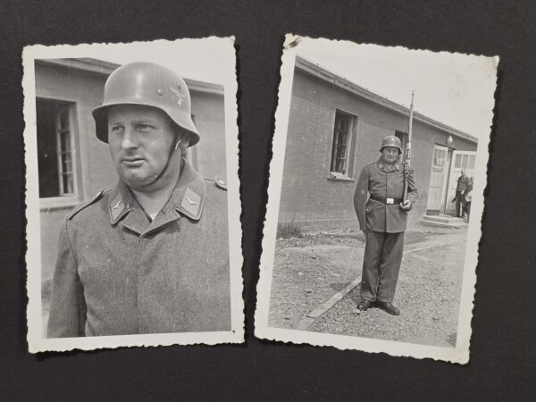 20261007_155113 LUFTWAFFE STEEL HELMET RIFLE - WWII WW2 German Soldiers Military Photo lot X 2
