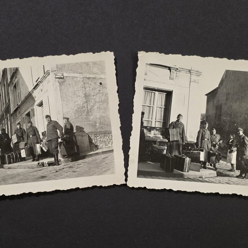 20261007_155234 WWII WW2 German Wehrmacht Soldiers Occupied France Verdun Luggage Photo lot x 2