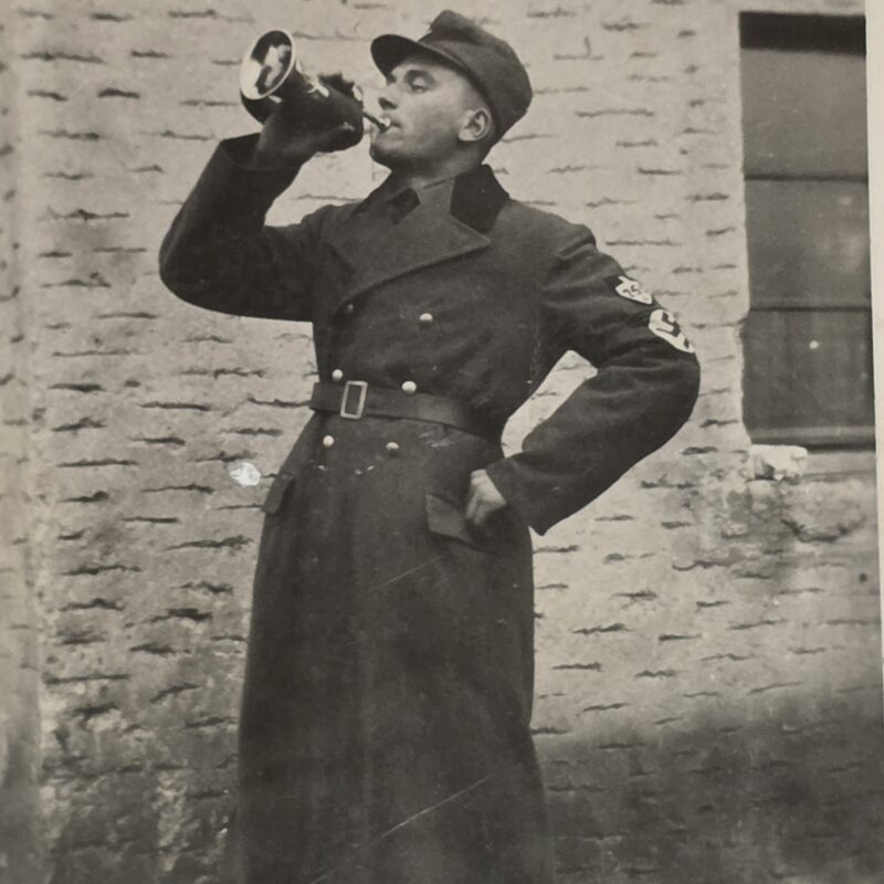 20261007_155416 WWII WW2 German RAD Soldier Blowing Signal Horn Swastika Armband Uniform Photo