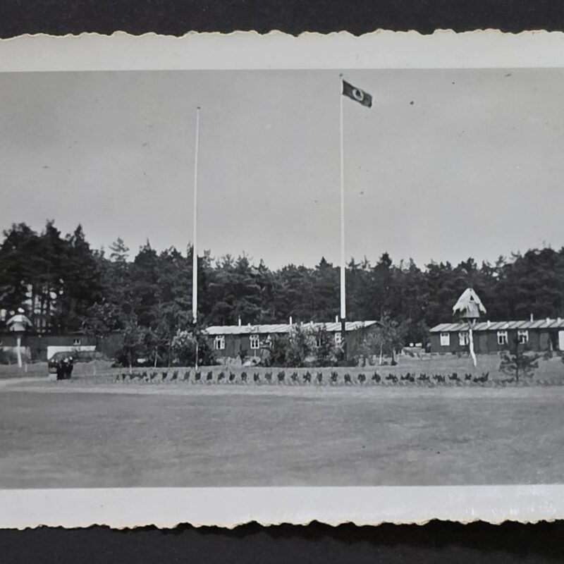 20261007_155445 WW2 Nazi German RAD Labor Division Camp Barracks w Flag Banner Flying high