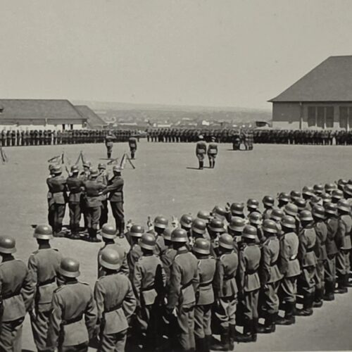 WWII WW2 German Wehrmacht Steel Helmet Soldiers Swearing In Oath Ceremony Photo