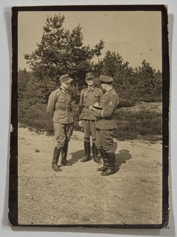 20261007_155655 TINY! WW2 German Wehrmacht Officers Photo w KRIM or Kuban Battle Shield + Cuff Title