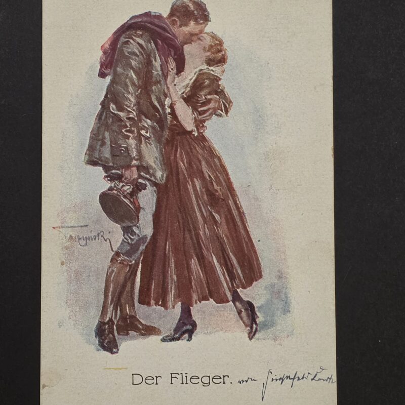 20261007_161140 WW1 Imperial German 1914 Der Flieger Aviator Flight Pilot Sweetheart Postcard Romance