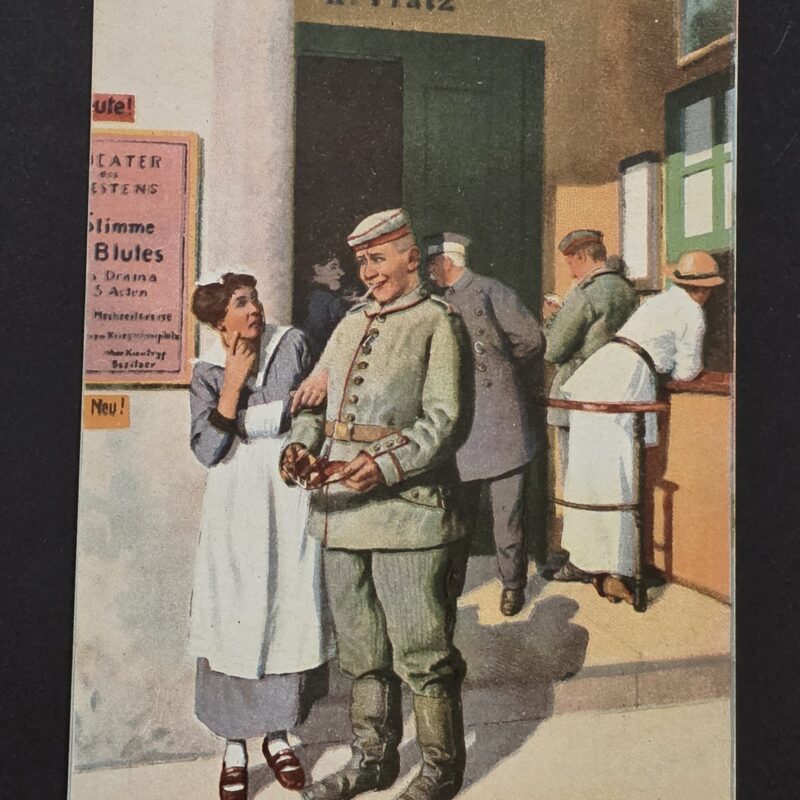 20261007_161409 WW1 Imperial German Military Humor Postcard Soldier Nurse Barbed Wire 1914