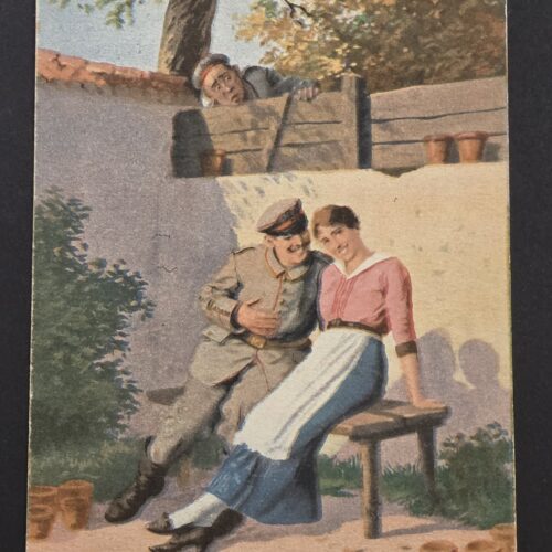 20261007_161440 WW1 Imperial German Soldiers Sweetheart Feldpost Postcard 1917 Soldier Nurse Spy Military Humor