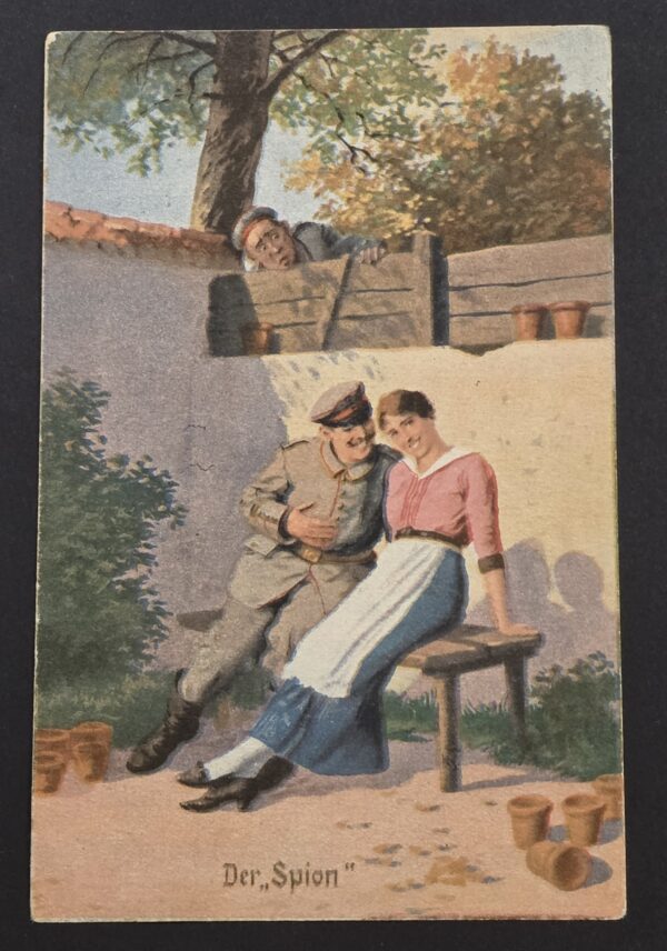 20261007_161440 WW1 Imperial German Soldiers Sweetheart Feldpost Postcard 1917 Soldier Nurse Spy Military Humor