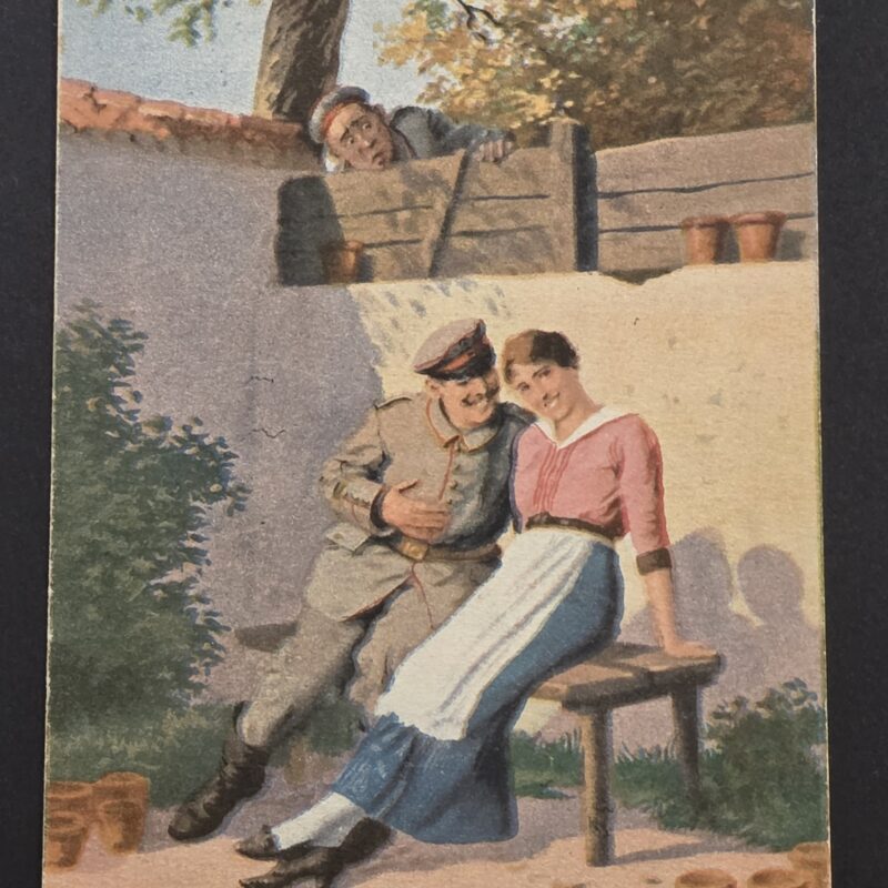 20261007_161440 WW1 Imperial German Soldiers Sweetheart Feldpost Postcard 1917 Soldier Nurse Spy Military Humor
