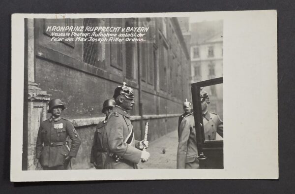 20261007_161508 WW1 Imperial German Crown Prince Rupprecht Bavaria Max Joseph w Steel Helmet Soldiers Military Photo Postcard