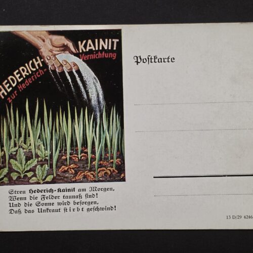 WW2 WWII Era Nazi German Hederich Kainit Fertilizer Advertising Postcard Agriculture