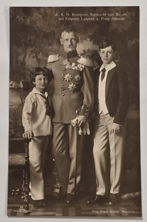 WW1 Imperial German 1914 Bavarian Crown Prince Rupprecht Sons Royalty Military Postcard