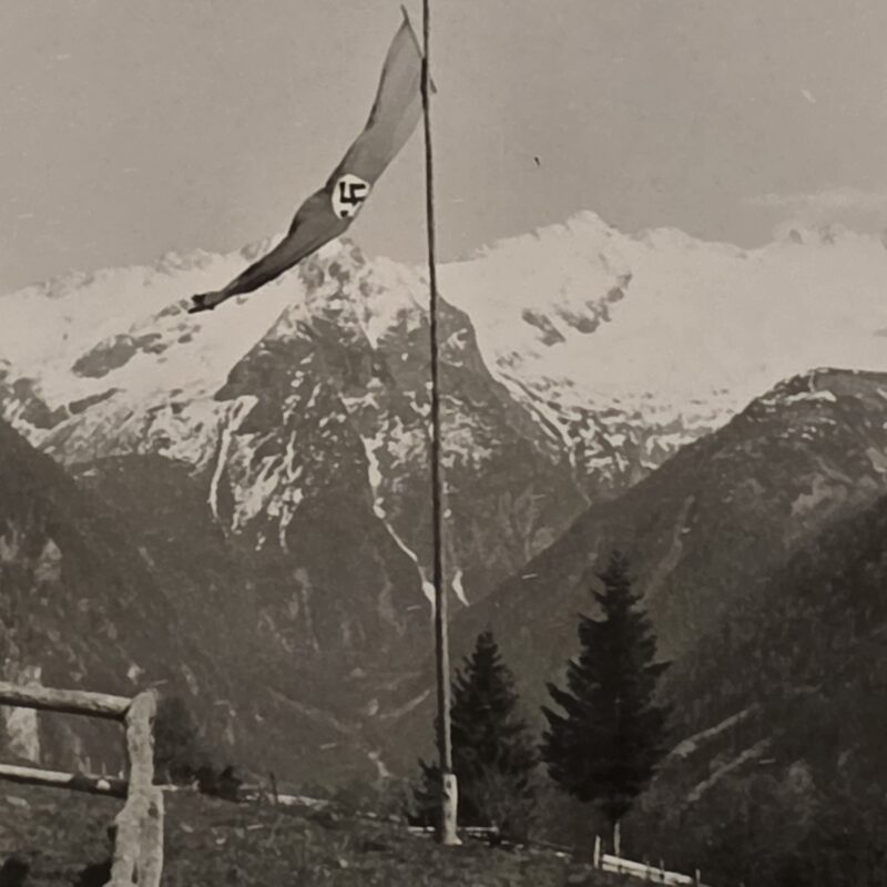 20261010_124845 WWII Nazi German Third Reich Swastika Flag Flying in Bavarian Alps Mountain Photo