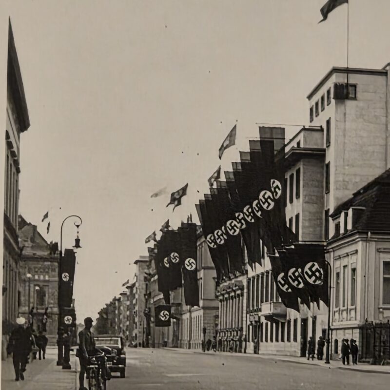20261010_124921 WWII Third Reich German City Street Photo – Large Nazi Swastika Banners Flags