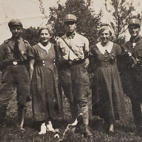 Early Nazi German Third Reich SS SA Stormtroopers Kepi Hats Insignia Group Photo 1930s
