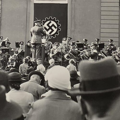 20261010_125308 WWII Nazi German Wehrmacht Military Band Concert DAF Swastika Flag Banner Photo