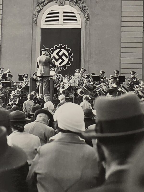 20261010_125308 WWII Nazi German Wehrmacht Military Band Concert DAF Swastika Flag Banner Photo