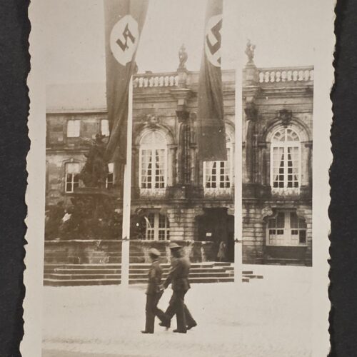 WWII German Third Reich Photo Cologne Koln Armory Nazi Swastika Flags Banners