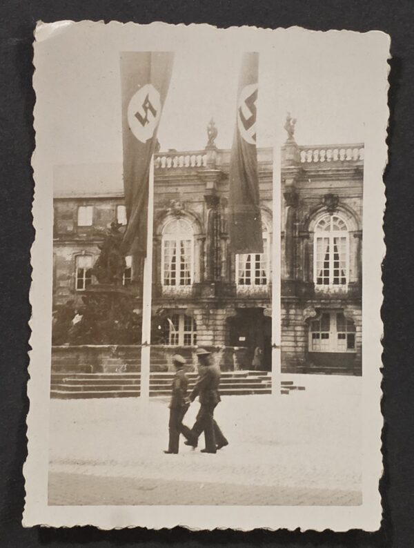 WWII German Third Reich Photo Cologne Koln Armory Nazi Swastika Flags Banners