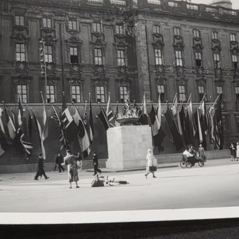 20261010_130235 Altar of Nations 1936 Nazi German Berlin Olympics Photo – International Flags & Nazi Swastikas – Third Reich Germany