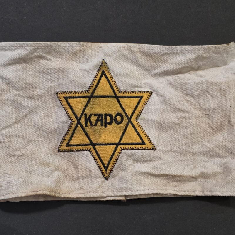 20261010_175659 WWII Nazi German Jewish Holocaust Camp Identification Armband – “KAPO”