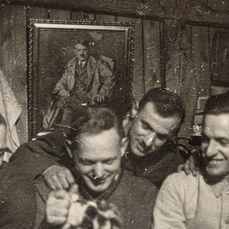20261011_144638 Adolf Hitler Portrait Painting WWII Nazi German Wehrmacht Soldiers Photo w Cat