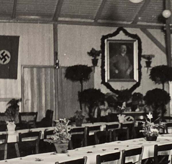Adolf Hitler Portrait Painting Swastika Banner WWII Nazi German Officers Mess Hall Photo